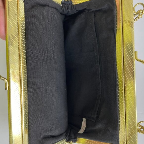 Vintage Needlepoint Bag with adjustable length chain Black with Floral Design - Picture 7 of 7